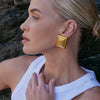 Wholesale Retro Rectangular Three Layer Geometric Stainless Steel Earrings With Electroplating