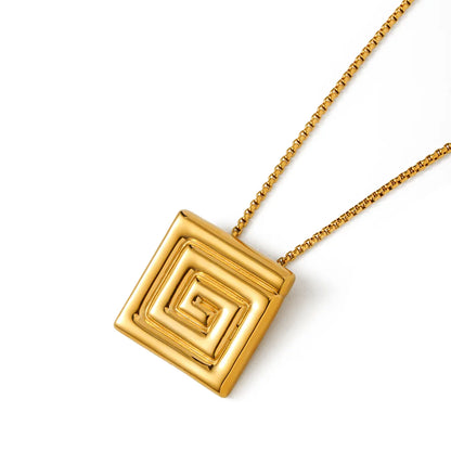 Wholesale Retro Roman Style Geometric Stainless Steel Plating 18k Gold Plated Pendant Necklace