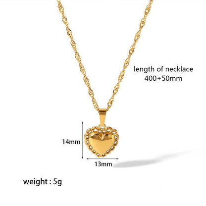 Wholesale Retro Round Heart Shape Stainless Steel Polishing Plating 18k Gold Plated Pendant Necklace