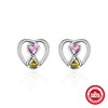 Wholesale Retro S925 Sterling Silver Love Cat Bow Flower Earrings With Geometric Pattern And Electroplating For Women