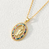 Wholesale Retro Sacred Religious Accessories Copper Necklace With Micro Set Colorful Zircon And Cartoon Characters Pendant