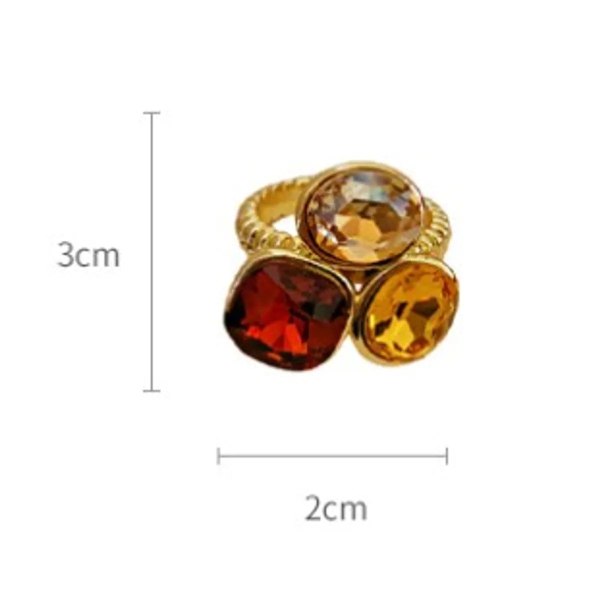 Wholesale Retro Shiny Geometric Copper Plating Inlay Zircon Open Rings