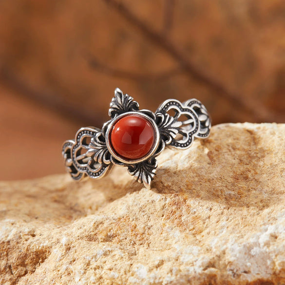 Wholesale Retro Silver Ring Set With Gemstones For Female
