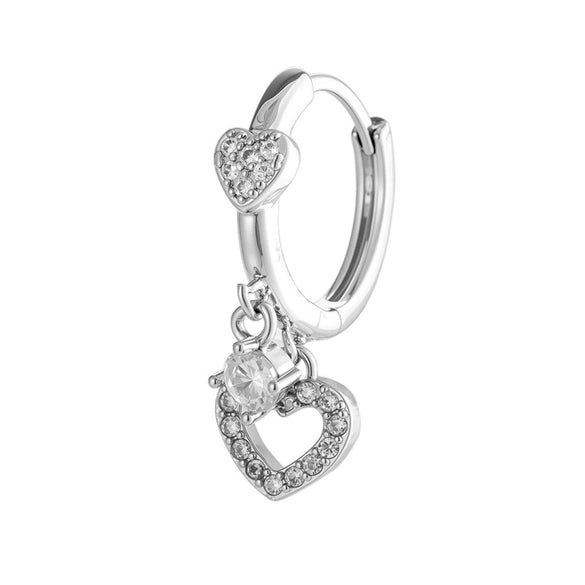 Wholesale Retro Simple And Versatile Copper Inlaid Heartshaped Zircon Women's Earrings