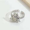 Wholesale Retro Simple Animal Style Geometric Beetleshaped Copper Ring With Zircon Inlaid For Women Electroplated