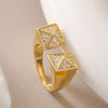 Wholesale Retro Simple Style Commute Water Droplets Heart Shape Copper Inlay 18K Gold Plated Zircon Open Rings