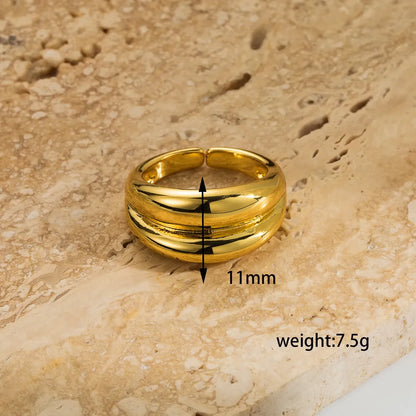 Wholesale Retro Simple Style Geometric Copper Plating 18k Gold Plated Open Rings