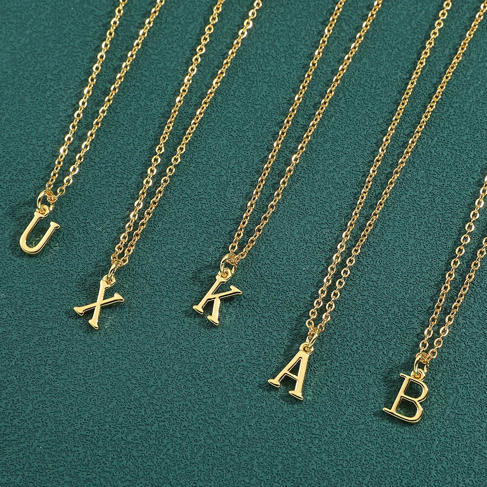 Wholesale Retro Simple Style Letter Copper Plating 18K Gold Plated Pendant Necklace