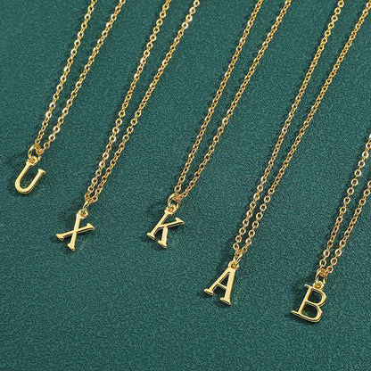 Wholesale Retro Simple Style Letter Copper Plating 18K Gold Plated Pendant Necklace