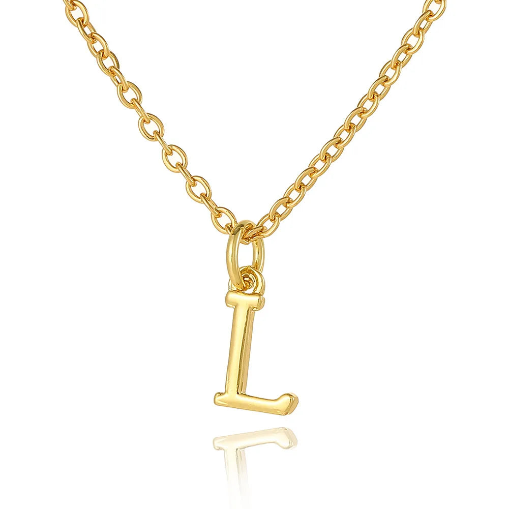 Wholesale Retro Simple Style Letter Copper Plating 18K Gold Plated Pendant Necklace