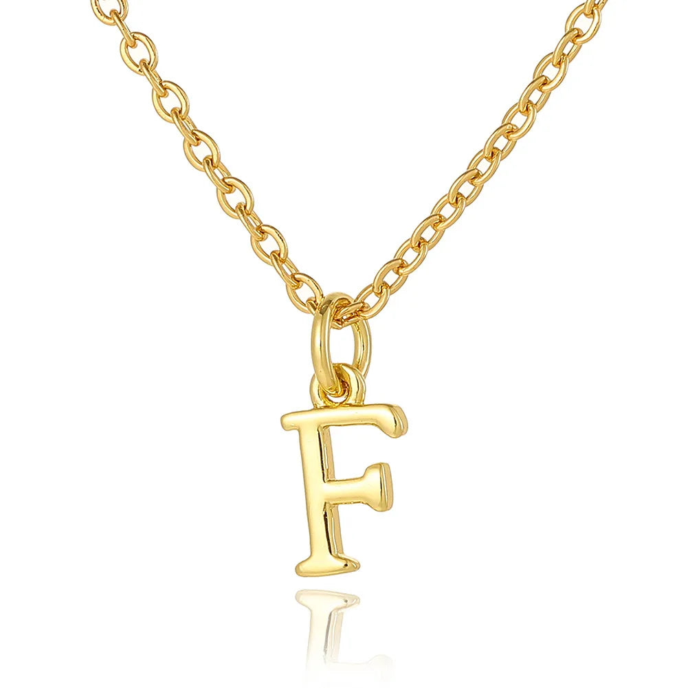 Wholesale Retro Simple Style Letter Copper Plating 18K Gold Plated Pendant Necklace