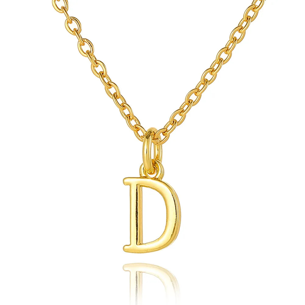 Wholesale Retro Simple Style Letter Copper Plating 18K Gold Plated Pendant Necklace