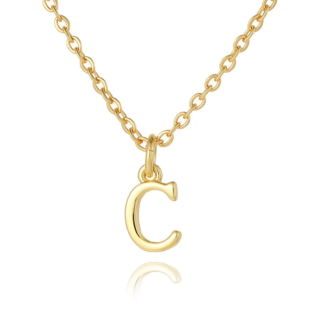 Wholesale Retro Simple Style Letter Copper Plating 18K Gold Plated Pendant Necklace