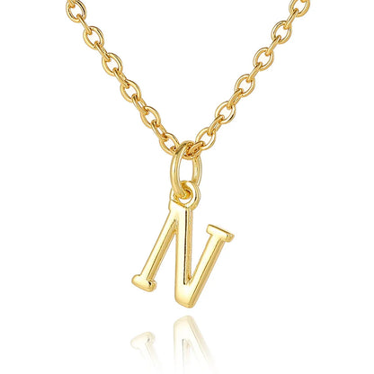 Wholesale Retro Simple Style Letter Copper Plating 18K Gold Plated Pendant Necklace