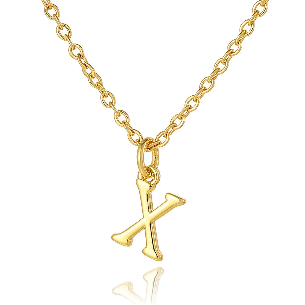 Wholesale Retro Simple Style Letter Copper Plating 18K Gold Plated Pendant Necklace