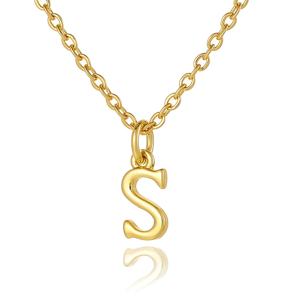 Wholesale Retro Simple Style Letter Copper Plating 18K Gold Plated Pendant Necklace