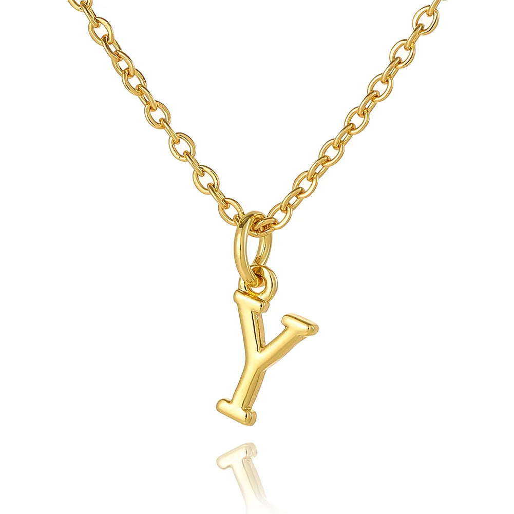 Wholesale Retro Simple Style Letter Copper Plating 18K Gold Plated Pendant Necklace