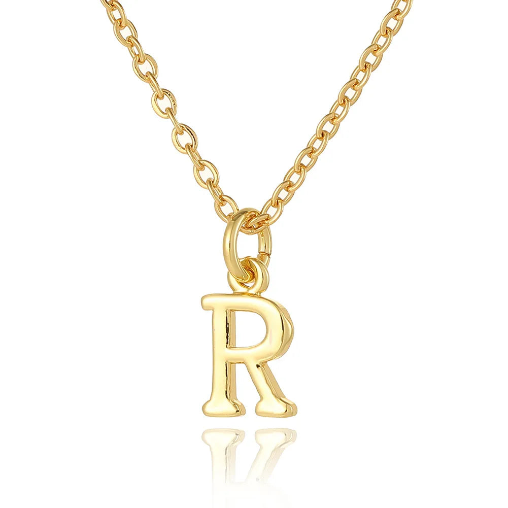 Wholesale Retro Simple Style Letter Copper Plating 18K Gold Plated Pendant Necklace