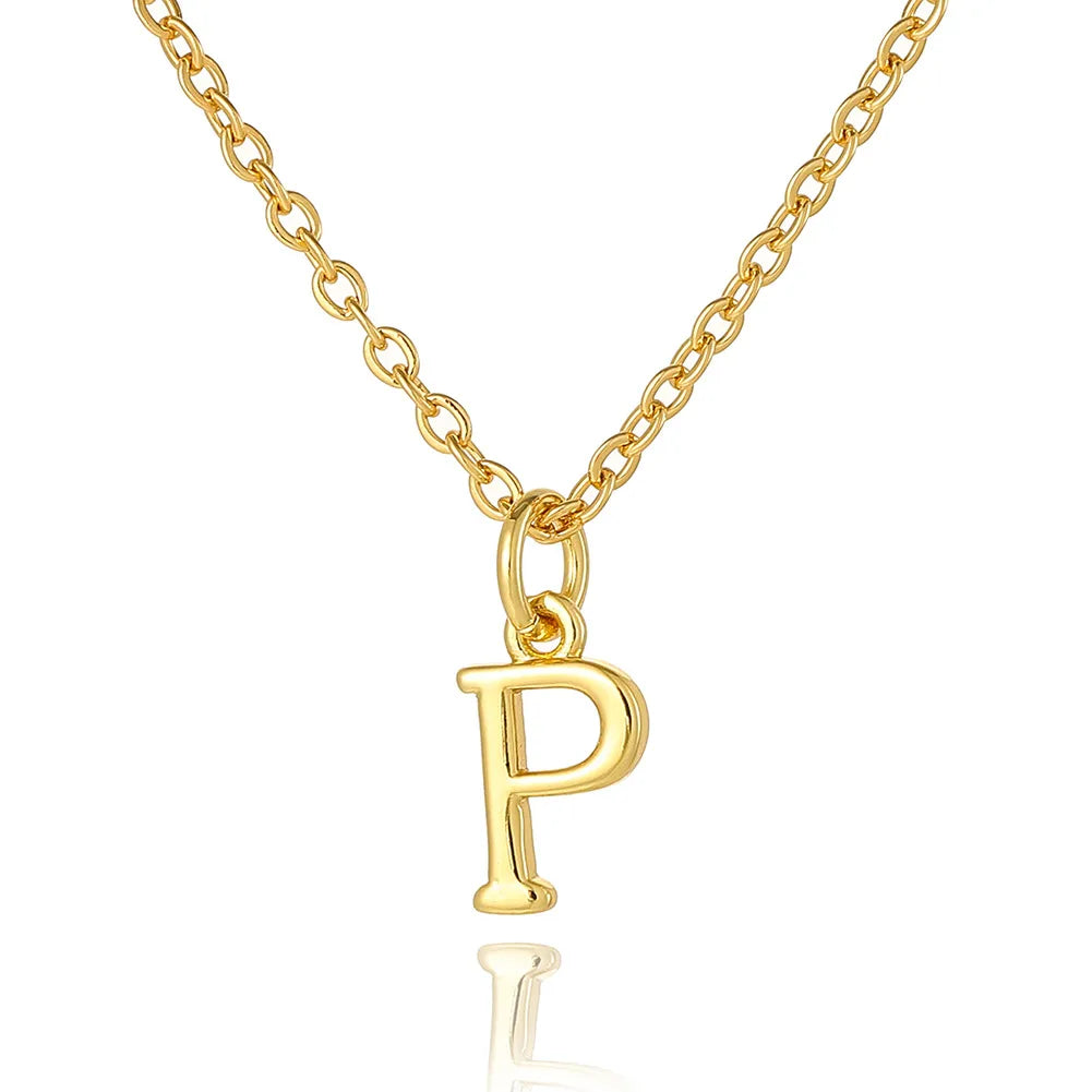 Wholesale Retro Simple Style Letter Copper Plating 18K Gold Plated Pendant Necklace