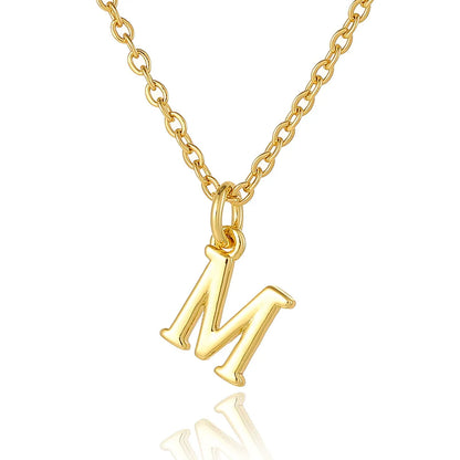 Wholesale Retro Simple Style Letter Copper Plating 18K Gold Plated Pendant Necklace