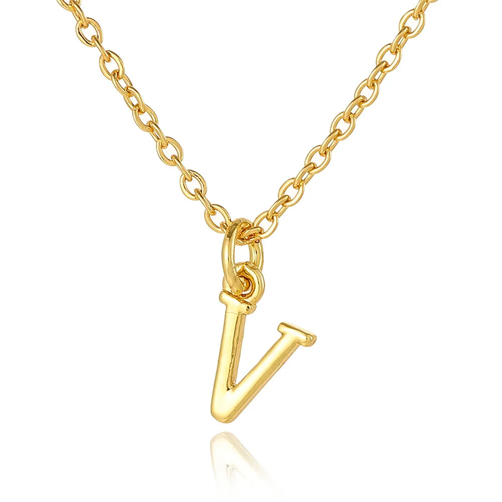 Wholesale Retro Simple Style Letter Copper Plating 18K Gold Plated Pendant Necklace