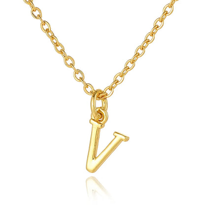 Wholesale Retro Simple Style Letter Copper Plating 18K Gold Plated Pendant Necklace