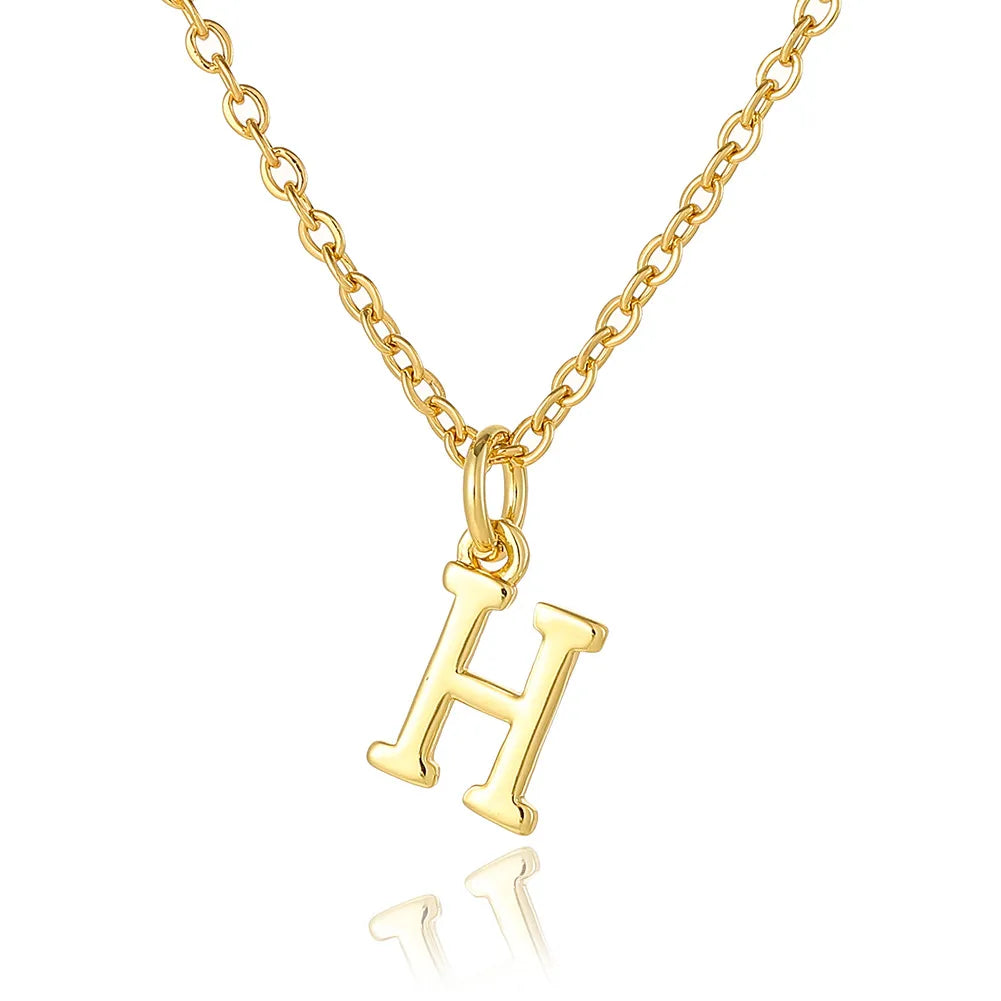 Wholesale Retro Simple Style Letter Copper Plating 18K Gold Plated Pendant Necklace