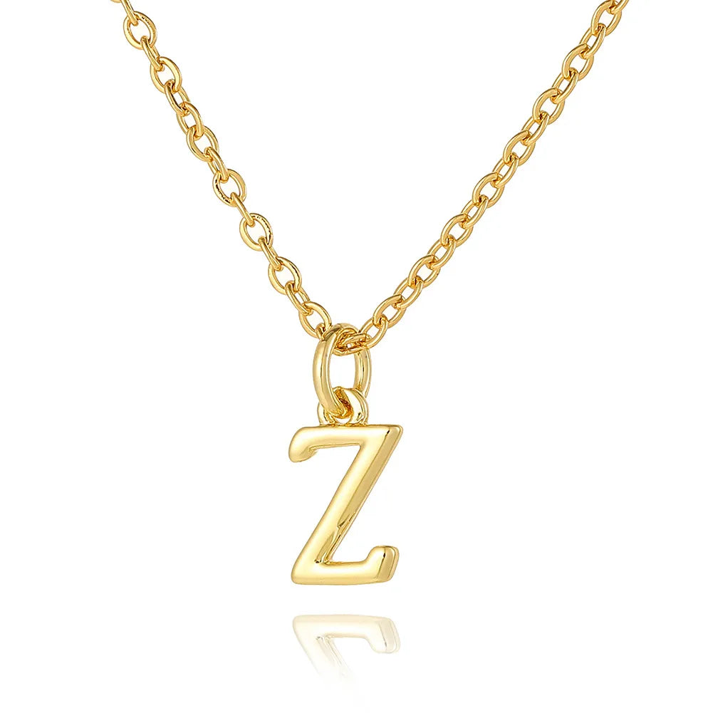 Wholesale Retro Simple Style Letter Copper Plating 18K Gold Plated Pendant Necklace