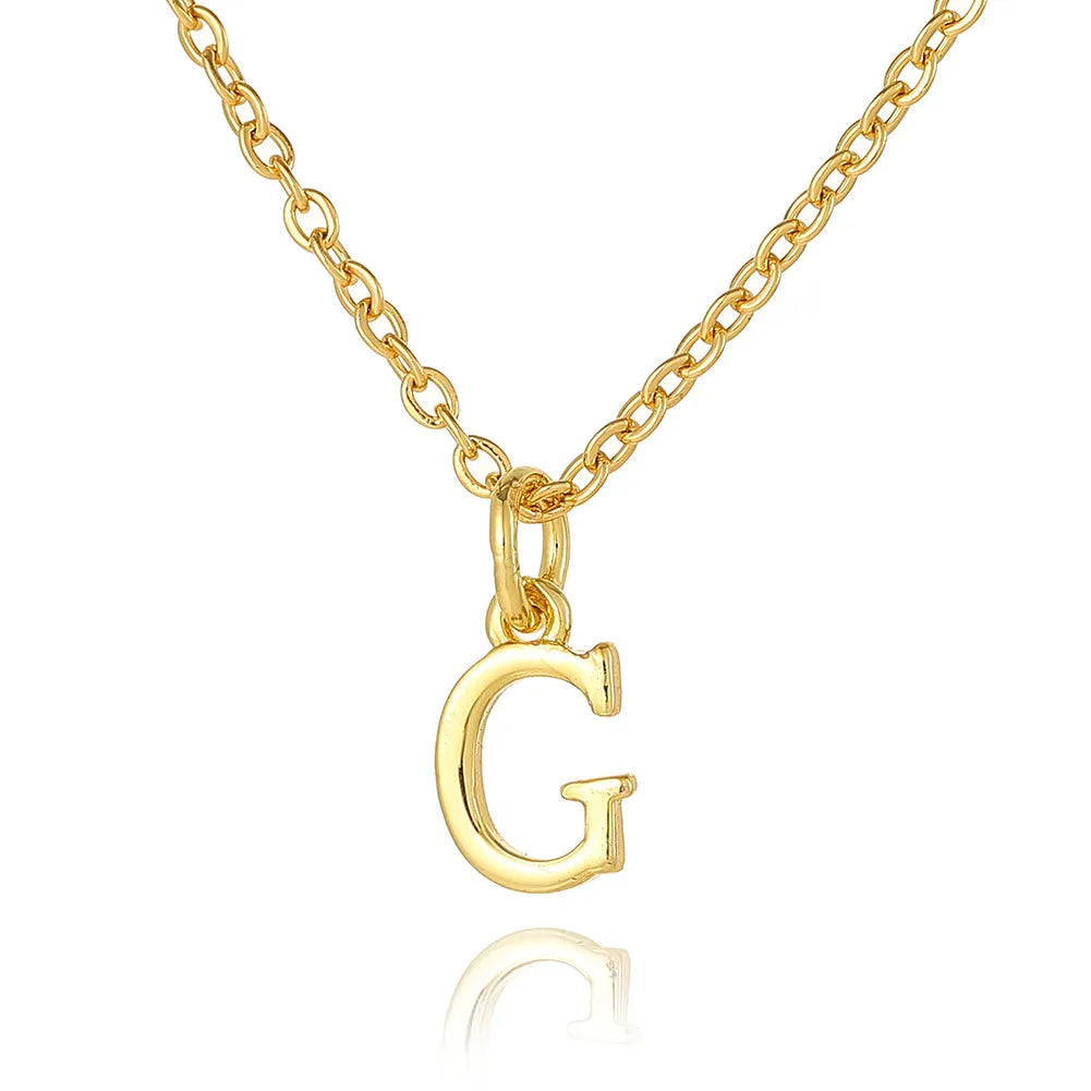 Wholesale Retro Simple Style Letter Copper Plating 18K Gold Plated Pendant Necklace