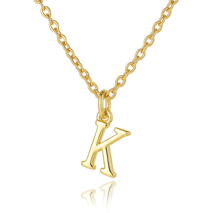 Wholesale Retro Simple Style Letter Copper Plating 18K Gold Plated Pendant Necklace