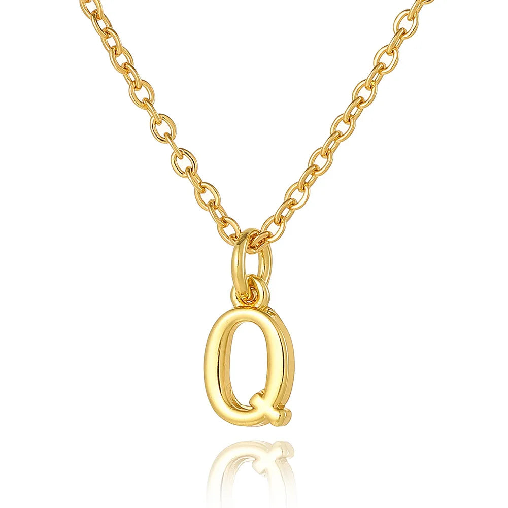 Wholesale Retro Simple Style Letter Copper Plating 18K Gold Plated Pendant Necklace