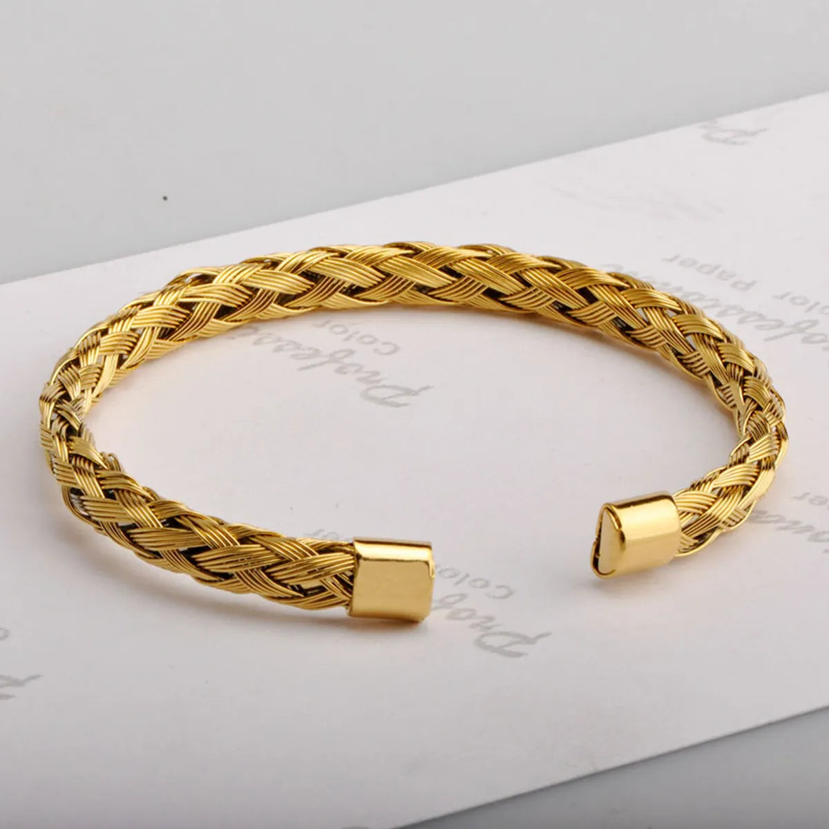 Wholesale Retro Solid Color Titanium Steel 18k Gold Plated Bangle