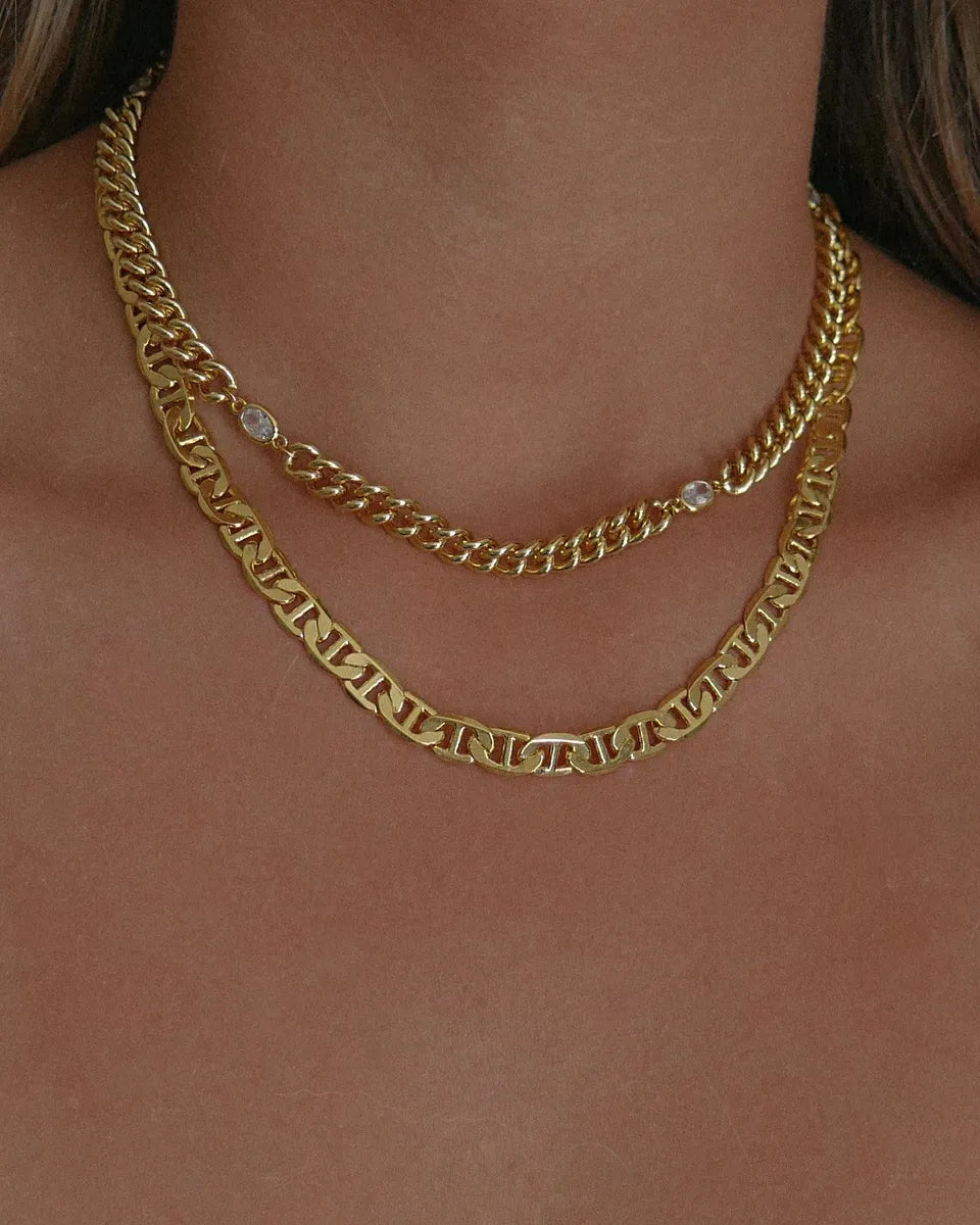 Retro Solid Color Copper 18k Gold Plated Necklace