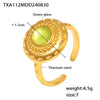 Wholesale Retro Square Green Glass Earrings And Necklace Set 316L Stainless Steel Pvd Plated 18K True Gold For Women