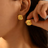 Wholesale Retro Square Green Glass Earrings And Necklace Set 316L Stainless Steel Pvd Plated 18K True Gold For Women
