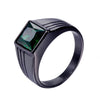 Retro Square Titanium Steel Metal Inlay Artificial Gemstones Rhodium Plated Men'S Rings