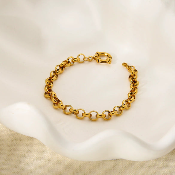 Wholesale Retro Stackable Geometric Stainless Steel 18K Gold Plated Bracelets And Bangles For Women