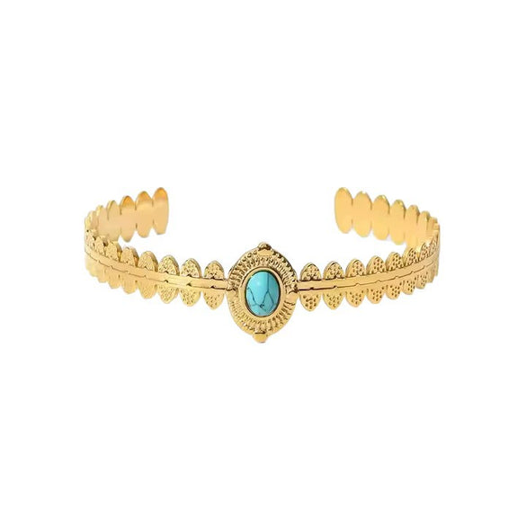 Wholesale Retro Stackable Geometric Stainless Steel 18K Gold Plated Bracelets And Bangles For Women