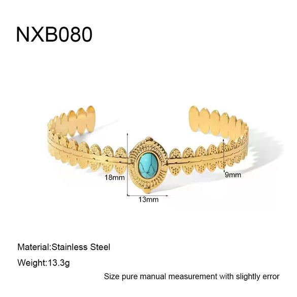 Wholesale Retro Stackable Geometric Stainless Steel 18K Gold Plated Bracelets And Bangles For Women