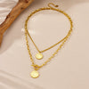 Wholesale Retro Stainless Steel Double Layer Round Portrait Head Double Sided Pendant Necklace With Gold Plated Electroplating And O Word Chain For Women