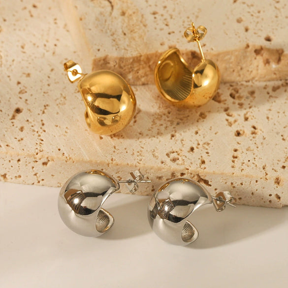 Wholesale Retro Stainless Steel Earrings With Letters Numbers Text Pattern 18K Gold Plated By Vacuum Real Gold Electroplating In Pvd Furnace For Women