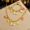 Wholesale Retro Stainless Steel Electroplated Jewelry Set With Butterfly Dragonfly Insect Patterns Heartshaped Pendant For Women