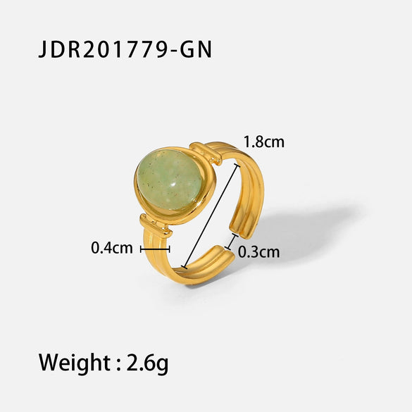 Wholesale Retro Stainless Steel Gemstone Ring For Women With 18K Gold Plated And Geometric Design Set With Precious Stones