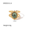 Wholesale Retro Stainless Steel Gemstone Ring For Women With 18K Gold Plated And Geometric Design Set With Precious Stones