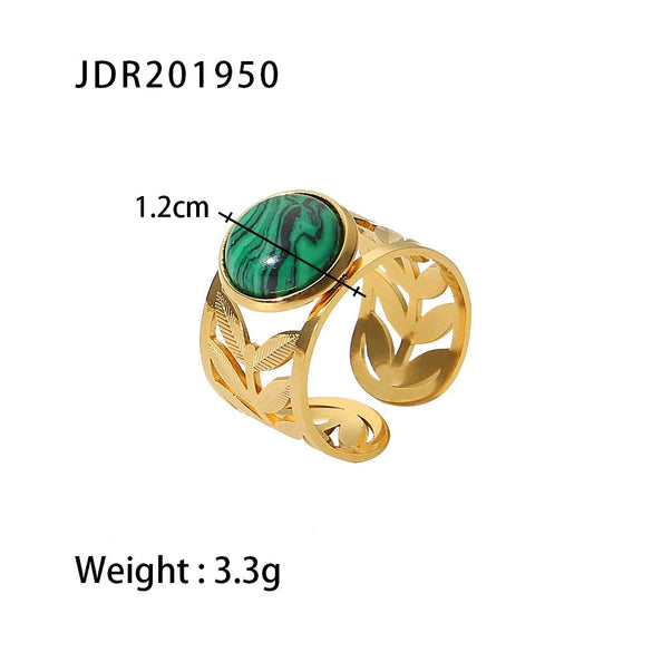 Wholesale Retro Stainless Steel Gemstone Ring For Women With 18K Gold Plated And Geometric Design Set With Precious Stones
