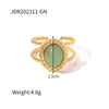 Wholesale Retro Stainless Steel Gemstone Ring For Women With 18K Gold Plated And Geometric Design Set With Precious Stones