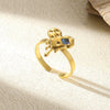 Wholesale Retro Stainless Steel Geometric Irregular Pleated Flower Ring With Electroplating