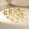 Wholesale Retro Stainless Steel Geometric Irregular Pleated Flower Ring With Electroplating