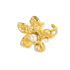 Wholesale Retro Stainless Steel Geometric Irregular Pleated Flower Ring With Electroplating