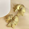 Wholesale Retro Stainless Steel Geometric Leaf Stitching Earrings For Women With Electroplating Treatment